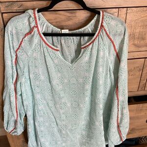 Sundance Mint Green and Coral Patterned Top